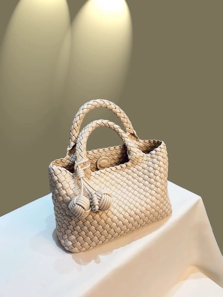 Cestino di verdure intrecciato a mano per donna, borsa a secchiello di alta qualità, tracolla singola, piccola borsa tote._voghion.com