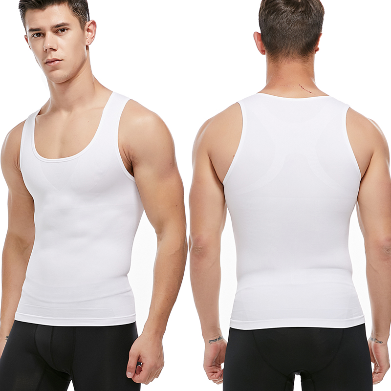 Shaper-compressieshirts voor heren Taille verminderen ondergoed Bodyshaper COMFREE Tummy Control Fiess bodysuit tanktops_voghion.com