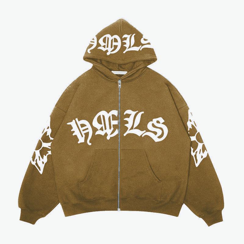 Ropa para hombre, superventas, nueva sudadera con cremallera, sudadera con capucha con estampado de letras de estilo gótico callejero, sudadera de moda para hombres y mujeres_voghion.com
