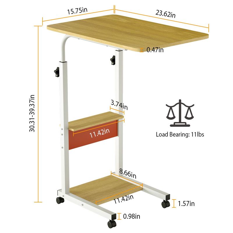 C Side Table 3-Tier Laptop Desk Small Slim Snack Side Table For Couch Bed Sofa For Small Spaces Living Room Bedroom_voghion.com