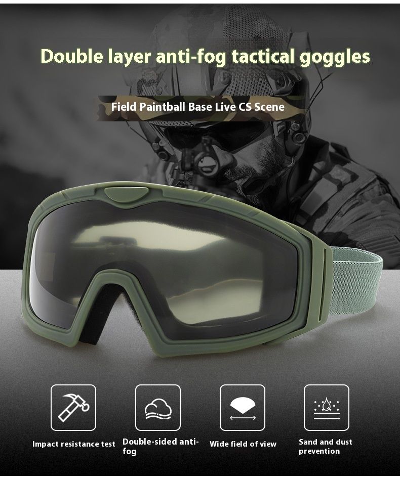 USA sõjaväe taktikalised prillid, kahekihiline udusulgedega, löögikindel kiiver, laskeprillid, tuule- ja liivakindlad väliprillid CS_voghion.com