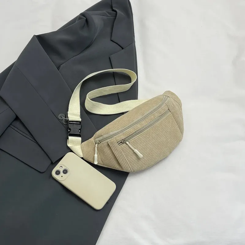 Borsa a tracolla da donna in velluto a coste, per studenti, a tracolla, per petto, petto, marsupio, alla moda, per telefono, cintura da donna_voghion.com