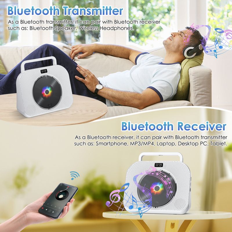 Gueray CD-soitin kotikäyttöön Bluetooth-työpöydän CD-soittimella, jossa kaiuttimet kuulokeliitäntään FM-radio Boombox kaukosäätimellä_voghion.com