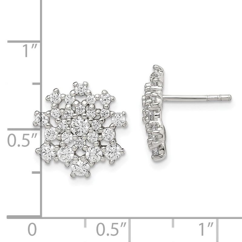 Sterling Silver CZ Cluster Post Earrings_voghion.com