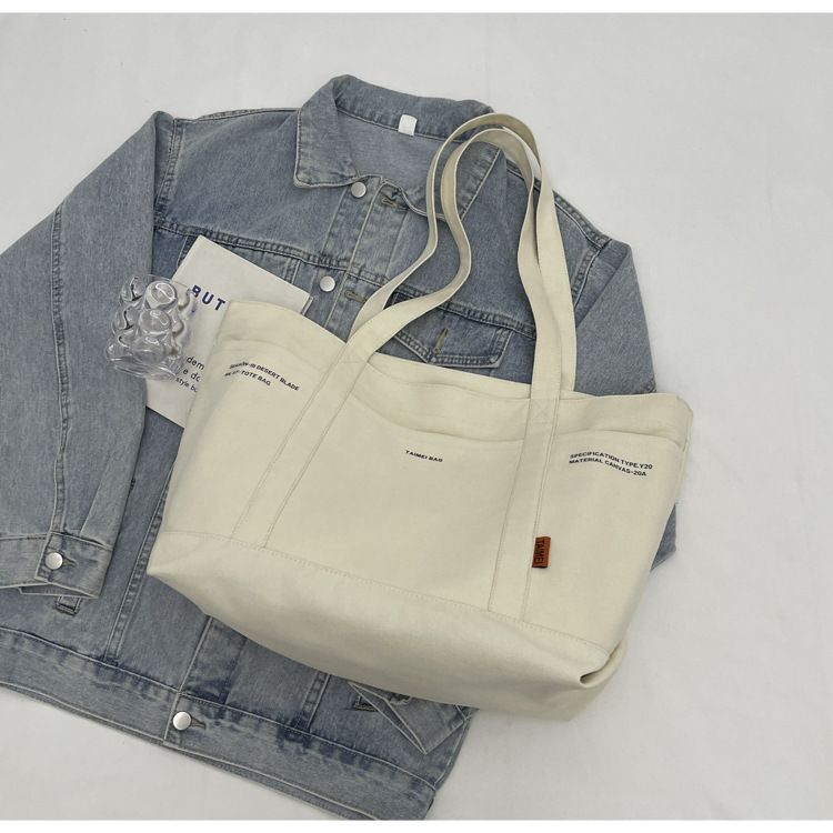 Female Slouchy Large Capacity Canvas Bag Tote Commuter Bag Premium Sense Shoulder Rest_voghion.com