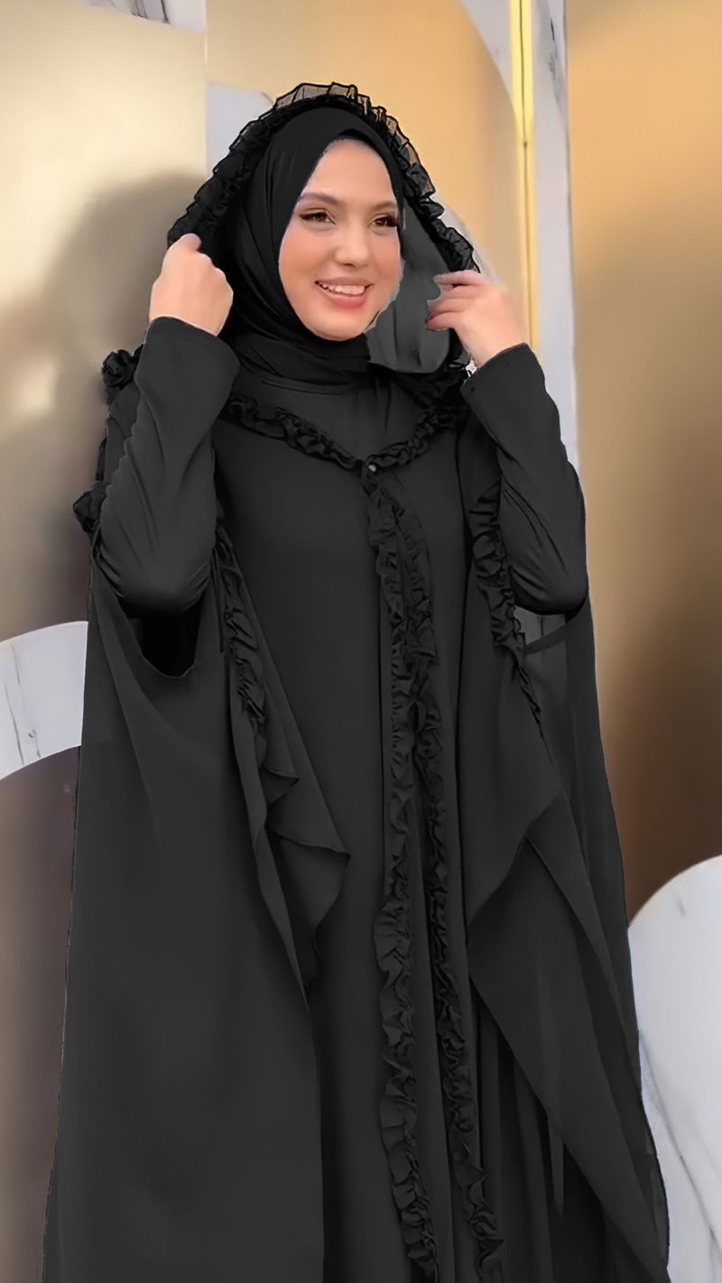Dameskleding Capuchon Sjaal Lange Jurk Turkse Cardigan Robe_voghion.com