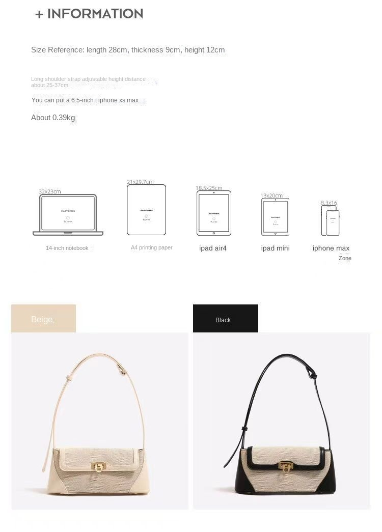 New original niche design retro underarm bag Senior texture canvas stitching shoulder handbag_voghion.com
