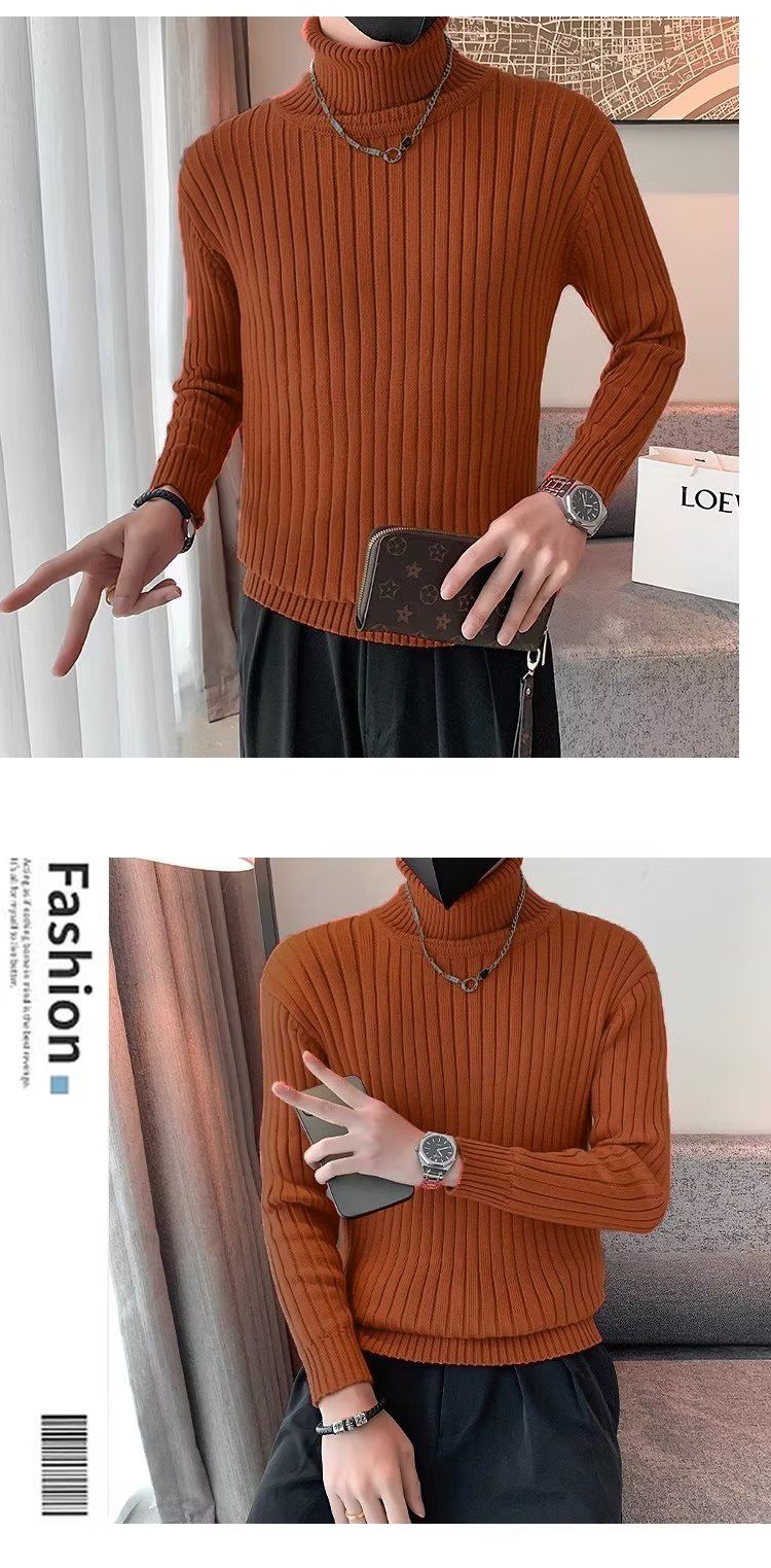 Maglione dolcevita da uomo 2025, autunno inverno, vestibilità slim, caldo, a collo lungo, tinta unita, maglia di base_voghion.com