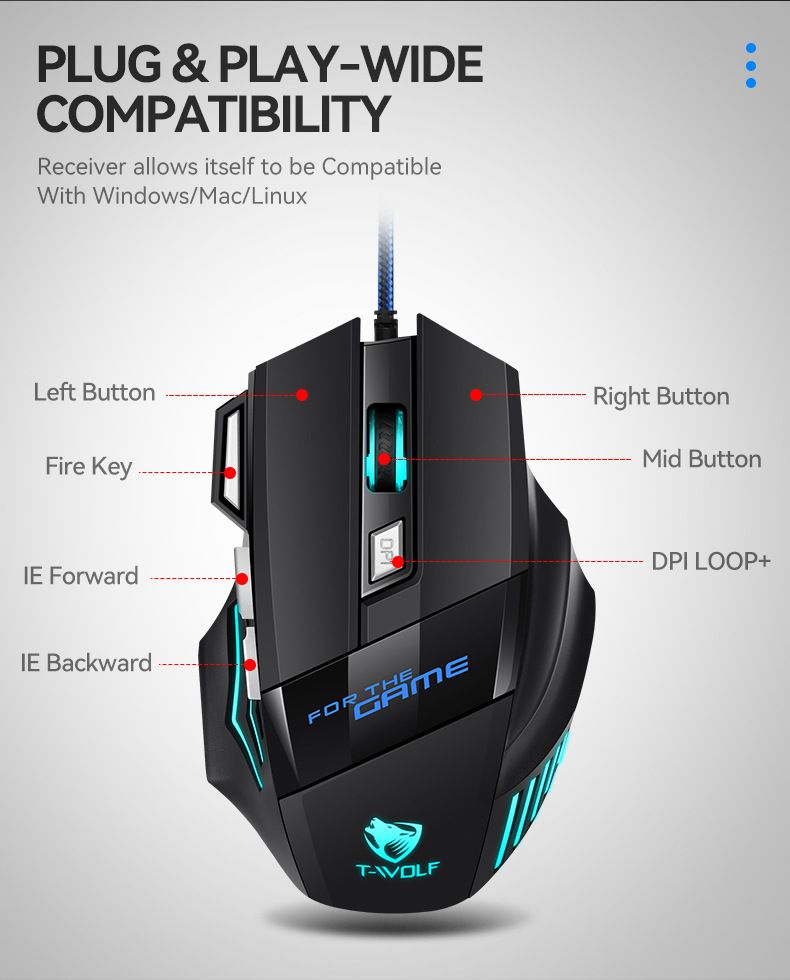 Souris d'ordinateur de bureau lumineuse et colorée USB Lei Lang_voghion.com