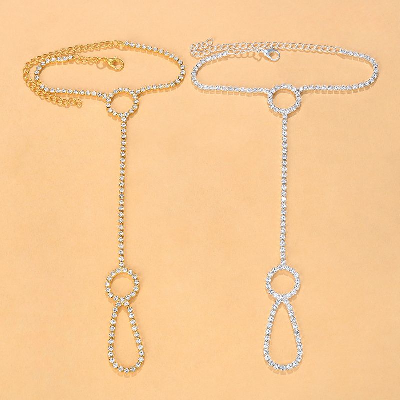 New bohemian rhinestone Anklet toe ring summer simple all-match Beach foot accessories Anklet_voghion.com