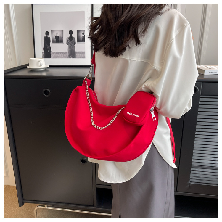 Borsa da donna di grande capacità autunno e inverno versatile 2023 nuova borsa a tracolla monospalla, borsa di stoffa rossa per madre e figlio, borsa per gnocchi di nicchia_voghion.com