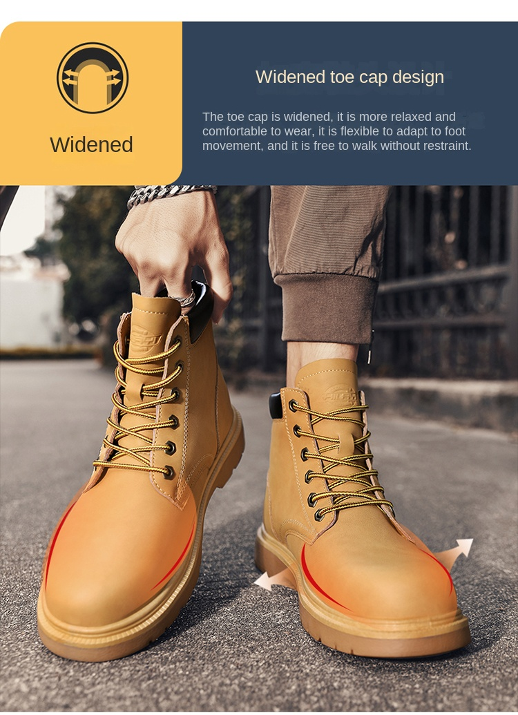 Motorcycle Boots, Steel Toe, Labor Protection Safety Shoes, Military Boots, Construction Site Rhubarb Boots_voghion.com