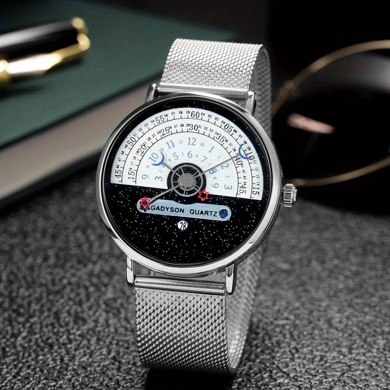 OLEVS Fashion Men's Stainless Steel Mesh Strap Quartz Wristwatch For Men,High Quality Waterproof Watch_voghion.com