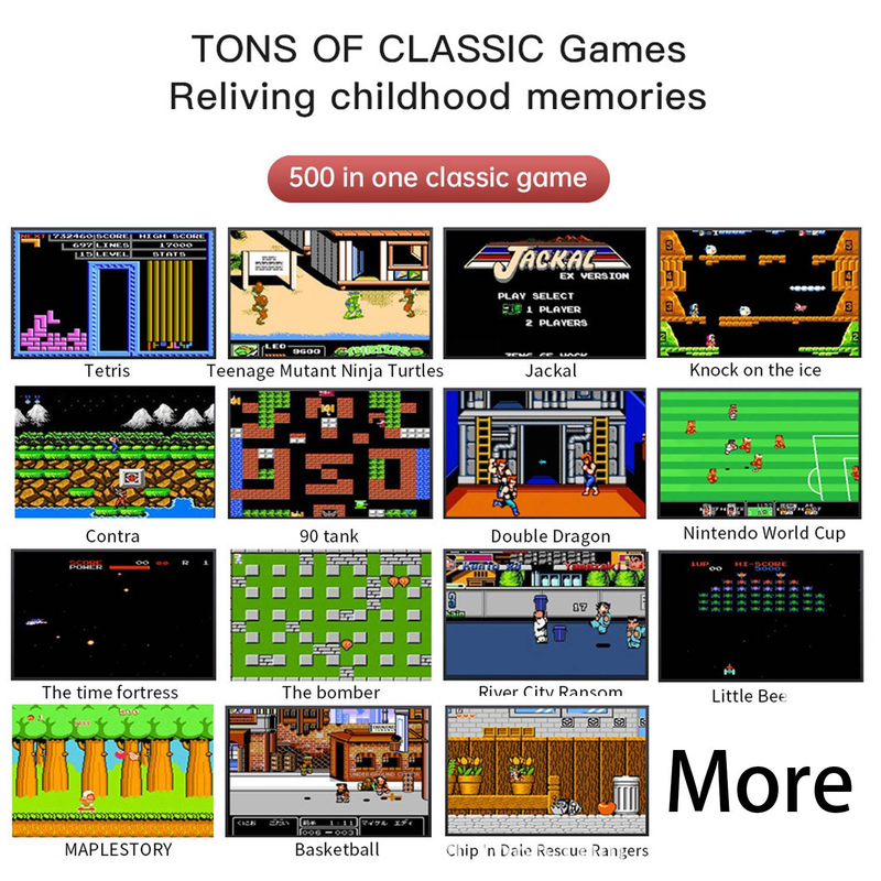 Byteuni G5 Retro Portable Handheld Game Console with 500 Classical FC Games and Controllers, Comes with 1000mAh Rechargeable Battery Support for TV_voghion.com