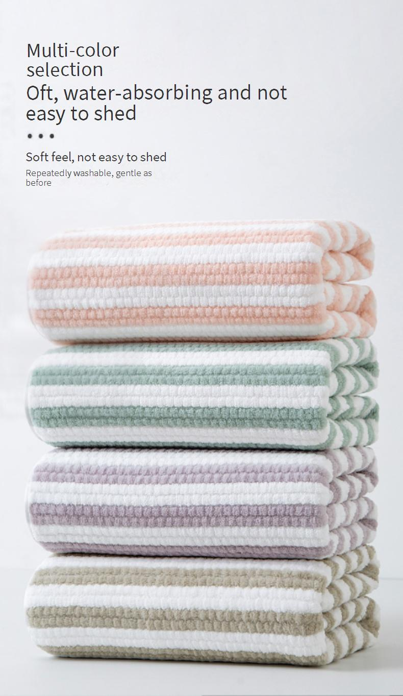 Premium Coral Fleece Striped Towel Set - Ultra Soft & Absorbent Bath & Face Towels, Quick-Dry, Non-Shedding, 1/2/3-Piece Home & Travel Sets_voghion.com