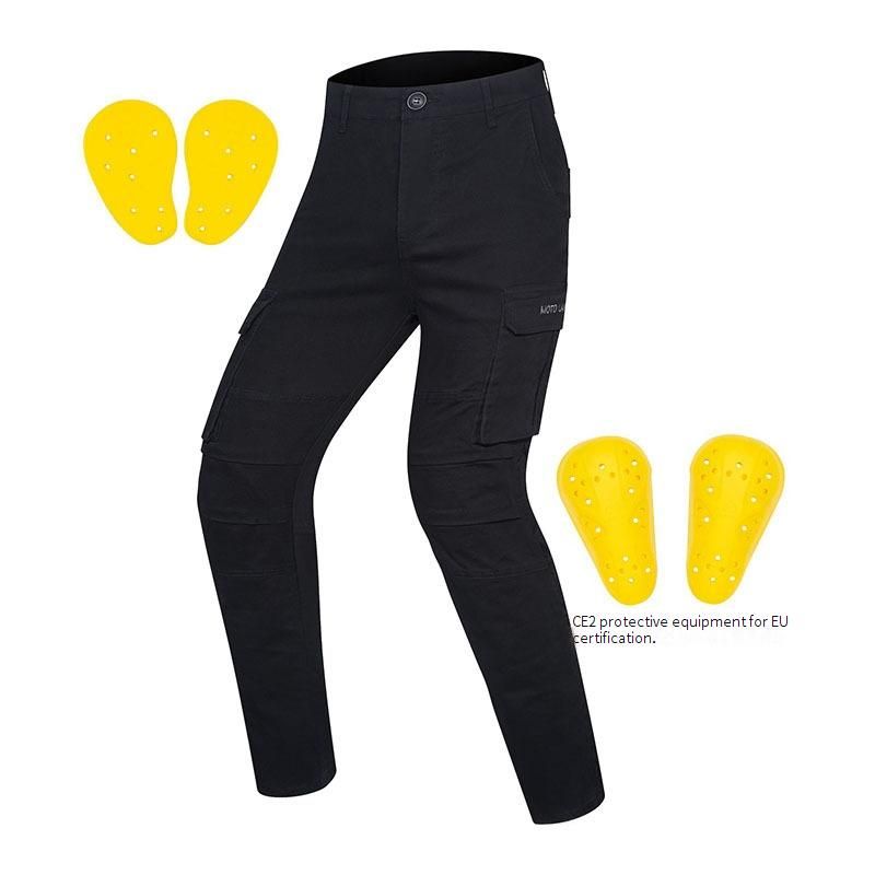 Pantalones de moto blindados con certificación CE de nivel 2: estilo retro unisex para el trabajo, para desplazamientos y conducción informal. Protección para todo tipo de clima con protectores de cadera y rodillas._voghion.com