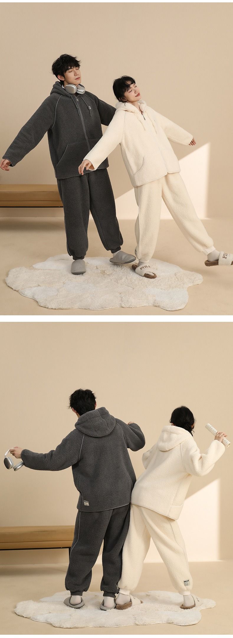 Winter New Sheep Cake Plush Thickened Autumn And Winter Collection For Men And Women Couples With Plush Thickened Pajama Set--men's_voghion.com