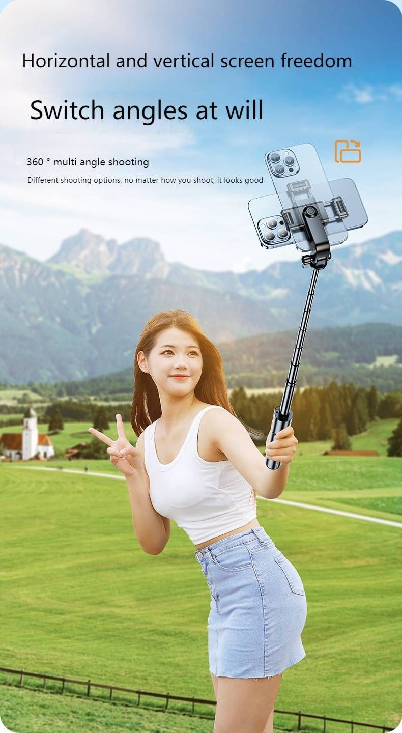360° Rotating Selfie Stick Tripod With Bluetooth Remote & LED Light – 1m/1.7m Extendable Phone Holder For Live Streaming, Travel & Vlogging_voghion.com