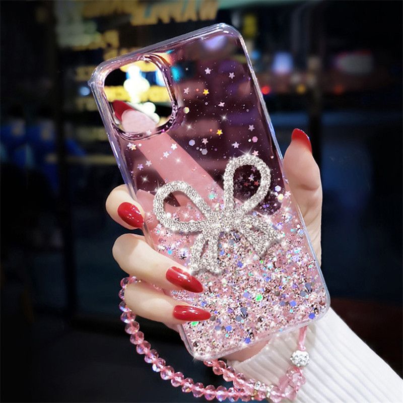Galaxy Note 20 ultra note10 plus note 9 8 Diamond Bow Glitter Wrist bracelet Phone Case For Samsung A50 A70 A30S A10_voghion.com