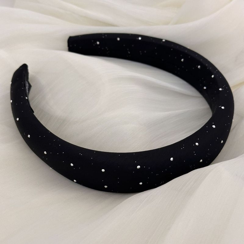 Fascia per capelli nera con strass di alta qualità per donna, fascia per capelli con teschio alto, celebrità di Internet alla moda che snellisce il viso_voghion.com