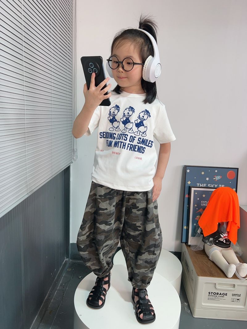 Pantalon de jogging décontracté pour enfant (3-8 ans, 90-140 cm, 100 % coton, imprimé camouflage/léopard)_voghion.com