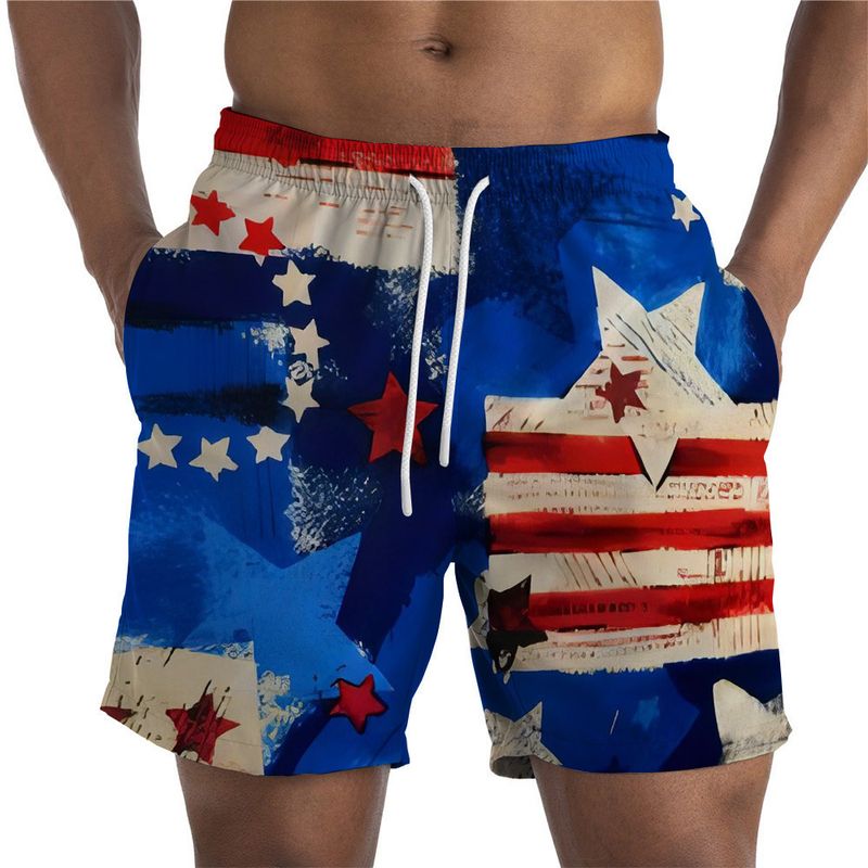 Unbeatable Quality Summer Men's Shorts For Independence Day In The United States; Victory Day&National Flag Statue Of Liberty Eagle 3D_voghion.com
