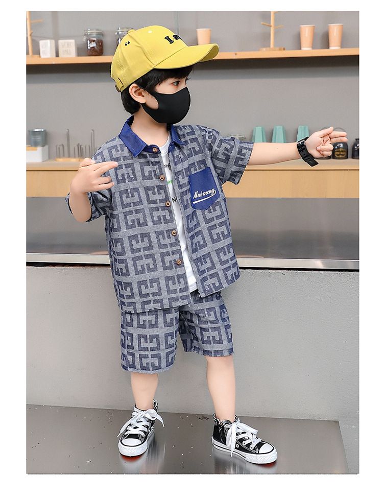Camicia in denim per bambini, a maniche corte, per mamma e bambini, stile estivo, alla moda, per bambini_voghion.com