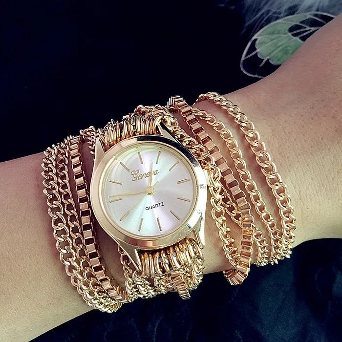 Reloj de moda estilo cadena ginebrina para mujer, con pulsera larga, 2019_voghion.com