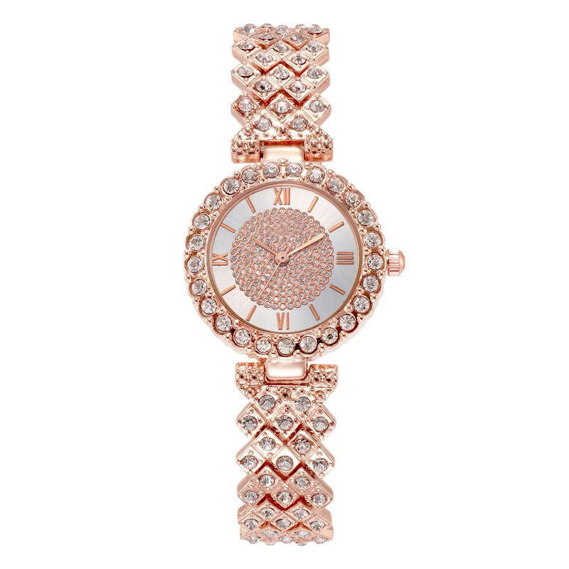 Orologio da donna in lega da donna con bracciale britannico pieno di diamanti_voghion.com