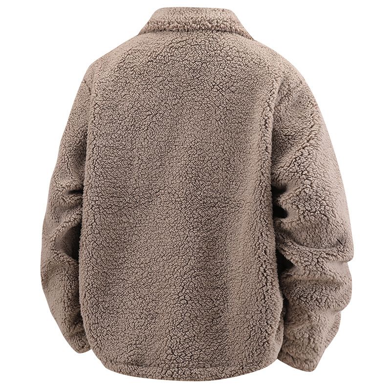 2025 Quality Thickened Warm European Size Turn-Down Collar Casual American Style Lamb Wool Cotton Jacket_voghion.com