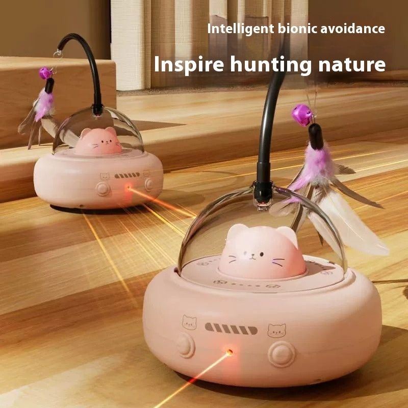 Smart Interactive With Red Dot, Laer Obtacle Avoidance, Pet Toy, USB Charging, Replaceable Feather Teaer Toy For By PawParty Store_voghion.com