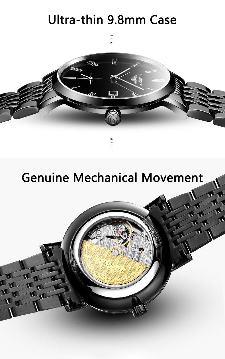 GUANQIN Men Watch Luxury Original Automatic Mechanical Minimalist Ultra-Thin & Lightweight Business Leisure Waterproof Watches_voghion.com