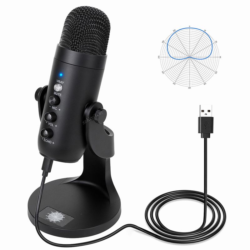 MU900 Condensatormicrofoon Studio-opname USB-microfoon voor pc Computerstreaming Videogamen Podcasting Zangmicrofoonstandaard_voghion.com