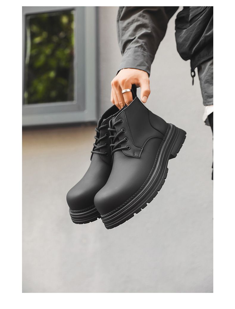 Large Size American High-top Tooling Boots Men's Martin Boots High Street Thick-soled Heightening Retro Short Boots_voghion.com