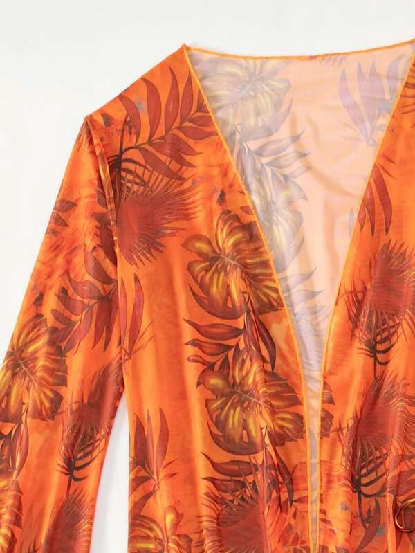 Badekleeder Fraen Split Dräi-Stéck Laangärm Blouse Internet Promi Riemen Bikini_voghion.com