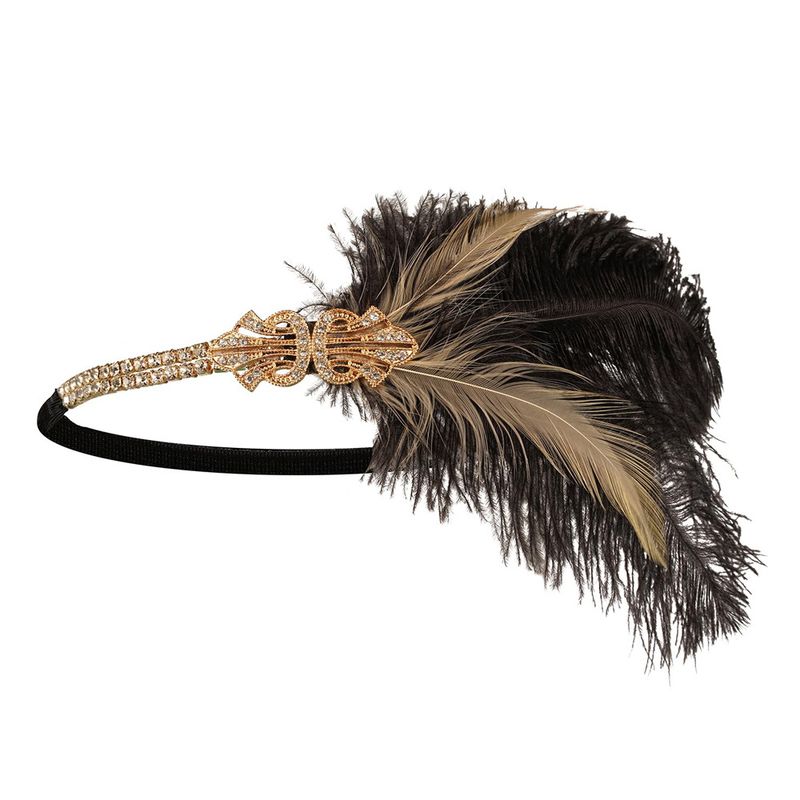 Copricapo flapper anni '20, cinturino per capelli con piume, orecchini con diamanti, collana, accessori Gatsby da donna, per feste_voghion.com