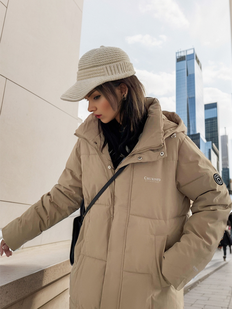 Giacca da donna lunga con cappuccio fino al ginocchio, per donna, in cotone spesso e casual_voghion.com