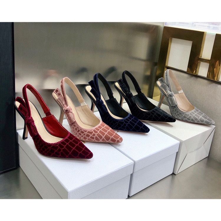 Scarpe da donna di alta qualità 2022, nuove, con fiocco blu, punta a punta, tacco alto in rilievo coccodrillo, scarpa singola_voghion.com