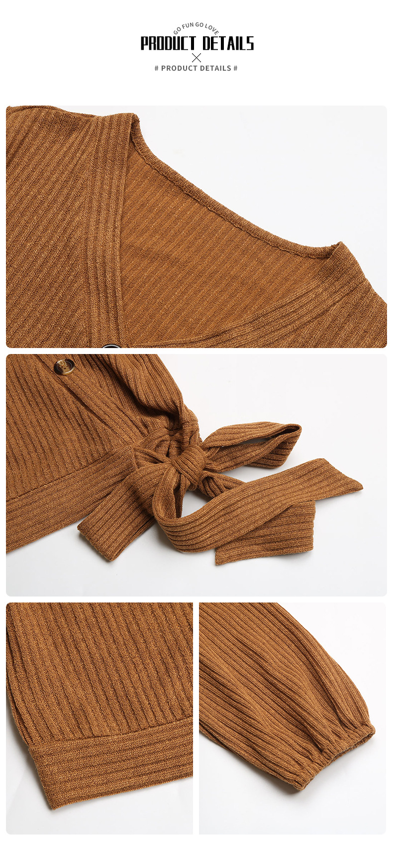 Pullover maglione a righe decorative con bottoni in tinta unita_voghion.com