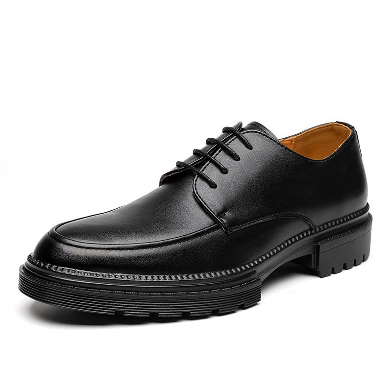 Scarpe da uomo in pelle bianca con lacci, stile coreano, con suola spessa e rialzo per l'altezza, di nuova generazione, britanniche e straniere_voghion.com