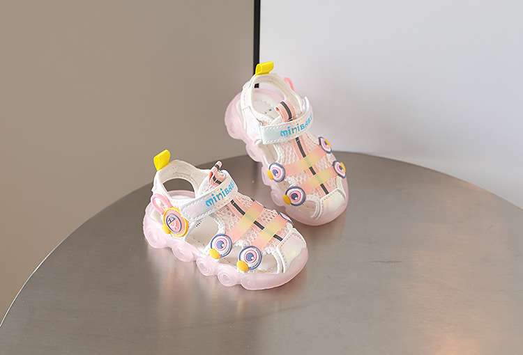 Sandali luminosi per donna 0-1-3 anni 2 ragazzi fascia anti-calcio spiaggia suola morbida scarpe da passeggio per bambini tendenza_voghion.com