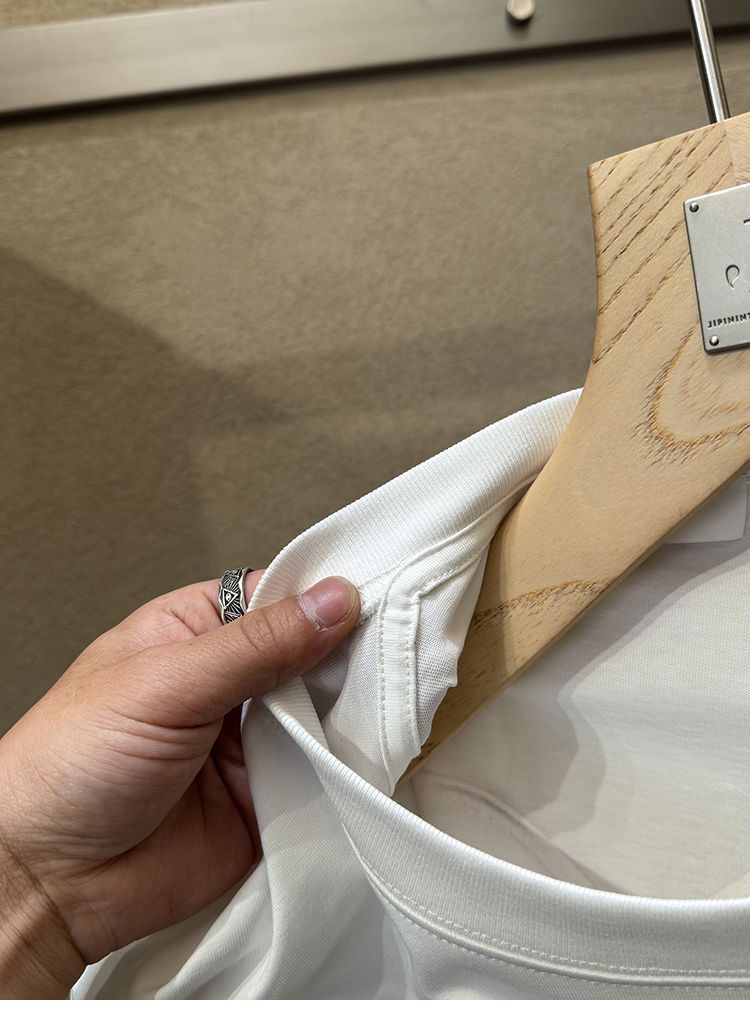 Men's Clothing One Piece Texture High Street Tone Paper Clip Printing Men's Loose Short Sleeved T Shirt_voghion.com