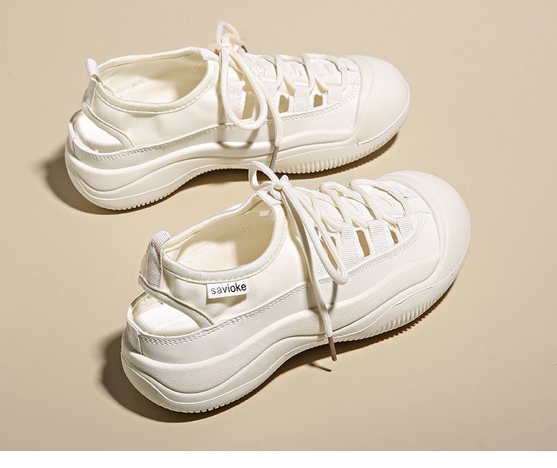 Openwork Canvas Slip-Ons For Women - Breathable Flat Sneakers With Perforated Design | Summer Shoes For Students & Casual Wear (Model P801)_voghion.com