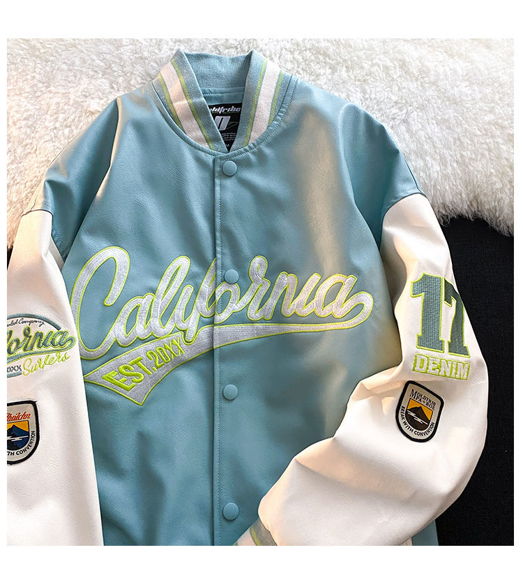 Retro črka vezenje jakna ženske Y2K pomlad ulica hip-hop baseball uniforma par priložnostna bomber jakna usnje_voghion.com