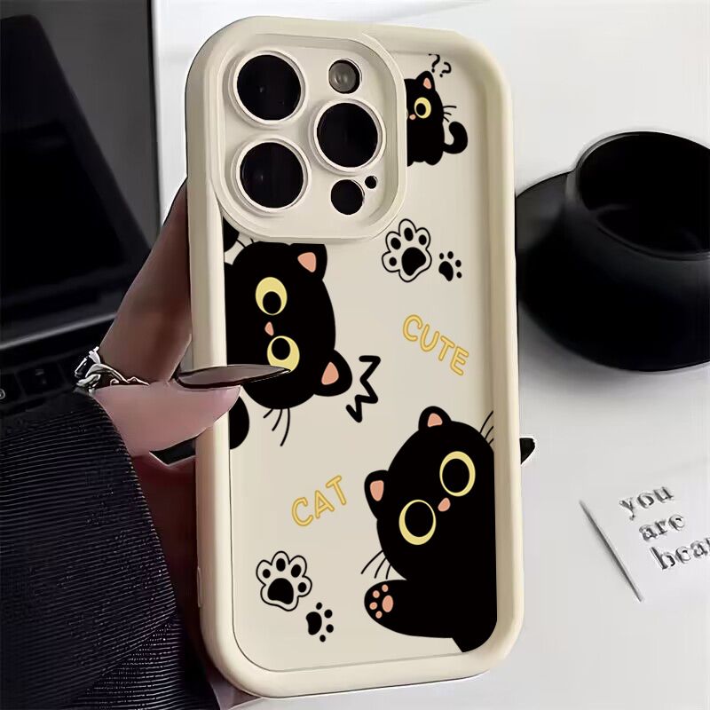 Custodia per telefono per Xiaomi Redmi 14C 13C 12C Redmi Note 13 12 Pro Plus 5G 12S 11S 11 10S 10 13 4G Lovely Black Cat Soft Bumper Cover_voghion.com
