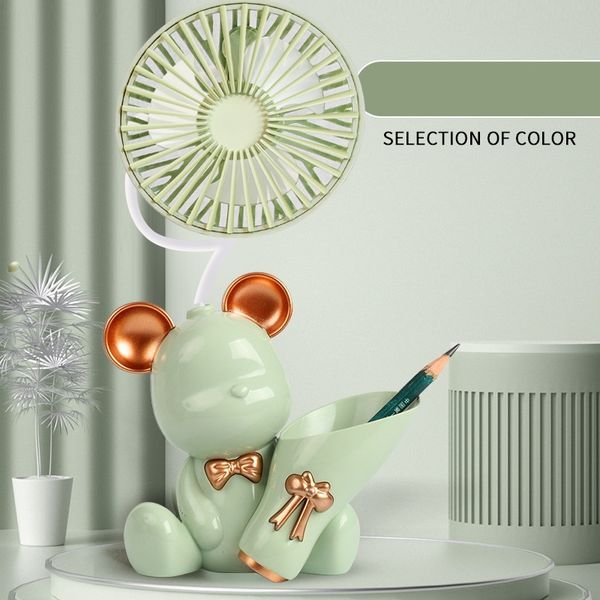 1pc Mini Bear Portable Handheld Battery Operated Fan Desk Fan, USB Rechargeable Battery Operated Fan, 3 Speeds Silent Desk Fan Mini Small Fan_voghion.com