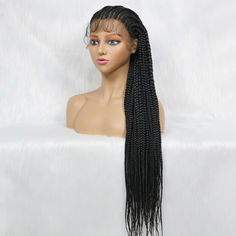 Full lace custom heavy-duty hand hook braid, large and small strand braid, long women's festive synthetic fiber wig_voghion.com