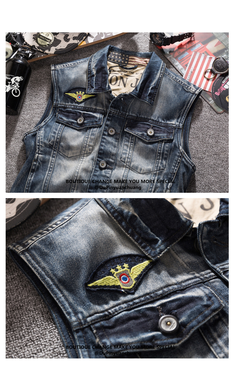 Men's Clothes Spring And Autumn Plus Size Vest Motorcycle Denim Vest For Men Slim Cargo Vest With Large Pocket_voghion.com