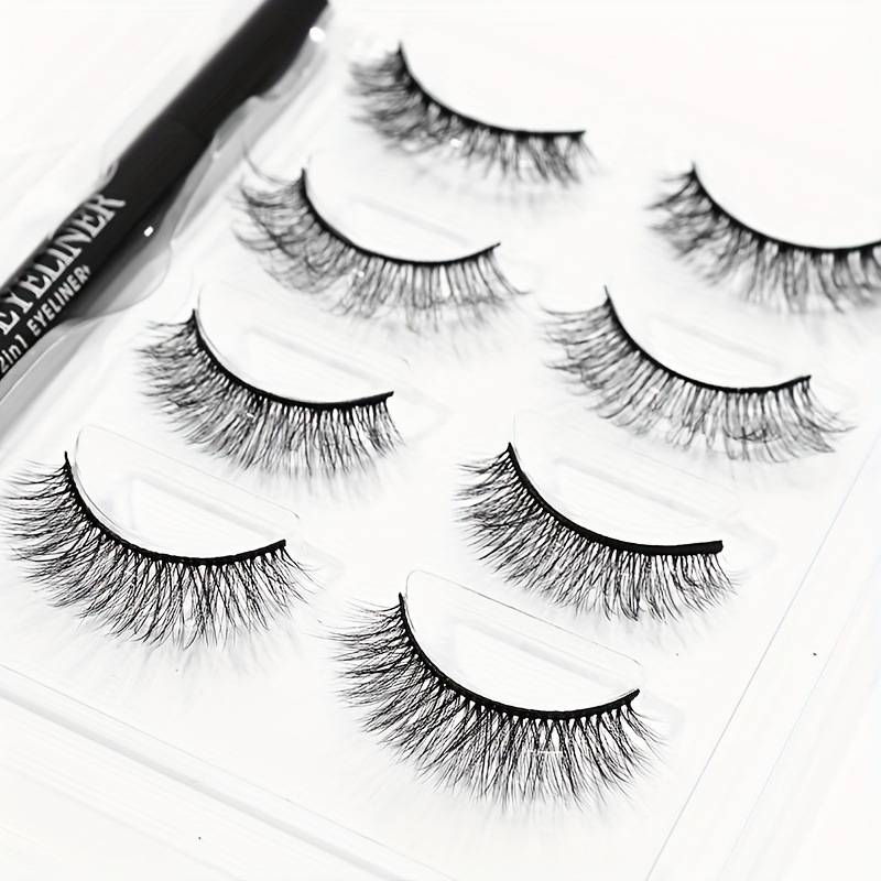 Lápiz delineador de ojos en stock, juego de pestañas postizas, cabello de visón 3D, voluminizador, maquillaje de ojos europeo y americano_voghion.com