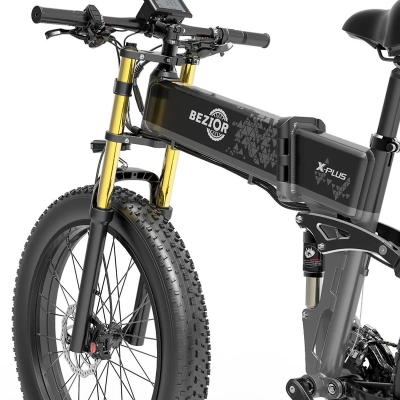 Bezior X-PLUS Elcykel 26" Fat Tire Electric Mountain Folding Bike 1500W 48V 17,5Ah_voghion.com